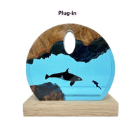 HKM-793107 Resin Diver Ocean Night Light - Solid Wood and Resin Decorative Accent