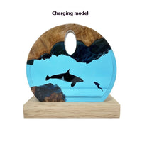 HKM-793107 Resin Diver Ocean Night Light - Solid Wood and Resin Decorative Accent
