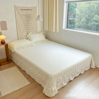 HKM-793299 Lace Pleated Washed Cotton Four-Piece Bedding Set for Various Bed Sizes