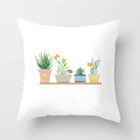 HKM-793363 Soft Cactus Print Linen Cushion Cover 45cm x 45cm for Home Decor and Sofa Use