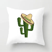 HKM-793363 Soft Cactus Print Linen Cushion Cover 45cm x 45cm for Home Decor and Sofa Use