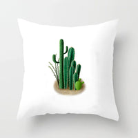 HKM-793363 Soft Cactus Print Linen Cushion Cover 45cm x 45cm for Home Decor and Sofa Use