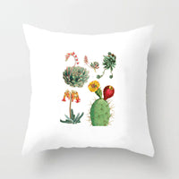 HKM-793363 Soft Cactus Print Linen Cushion Cover 45cm x 45cm for Home Decor and Sofa Use