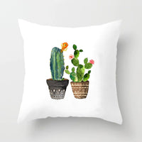 HKM-793363 Soft Cactus Print Linen Cushion Cover 45cm x 45cm for Home Decor and Sofa Use