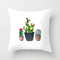 HKM-793363 Soft Cactus Print Linen Cushion Cover 45cm x 45cm for Home Decor and Sofa Use