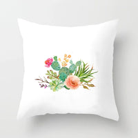 HKM-793363 Soft Cactus Print Linen Cushion Cover 45cm x 45cm for Home Decor and Sofa Use
