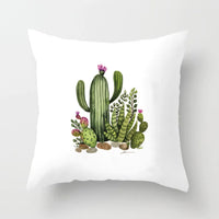 HKM-793363 Soft Cactus Print Linen Cushion Cover 45cm x 45cm for Home Decor and Sofa Use