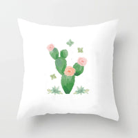 HKM-793363 Soft Cactus Print Linen Cushion Cover 45cm x 45cm for Home Decor and Sofa Use
