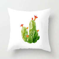 HKM-793363 Soft Cactus Print Linen Cushion Cover 45cm x 45cm for Home Decor and Sofa Use