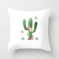 HKM-793363 Soft Cactus Print Linen Cushion Cover 45cm x 45cm for Home Decor and Sofa Use