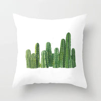 HKM-793363 Soft Cactus Print Linen Cushion Cover 45cm x 45cm for Home Decor and Sofa Use