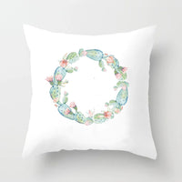 HKM-793363 Soft Cactus Print Linen Cushion Cover 45cm x 45cm for Home Decor and Sofa Use