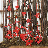 HKM-793427 Creative Red Polka Dot Wooden Christmas Ornaments - Star, Heart, Angel, Tree, Snowflake