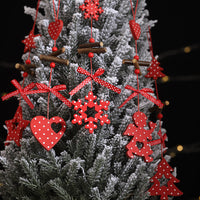 HKM-793427 Creative Red Polka Dot Wooden Christmas Ornaments - Star, Heart, Angel, Tree, Snowflake