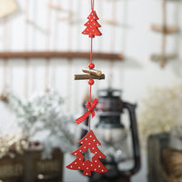 HKM-793427 Creative Red Polka Dot Wooden Christmas Ornaments - Star, Heart, Angel, Tree, Snowflake