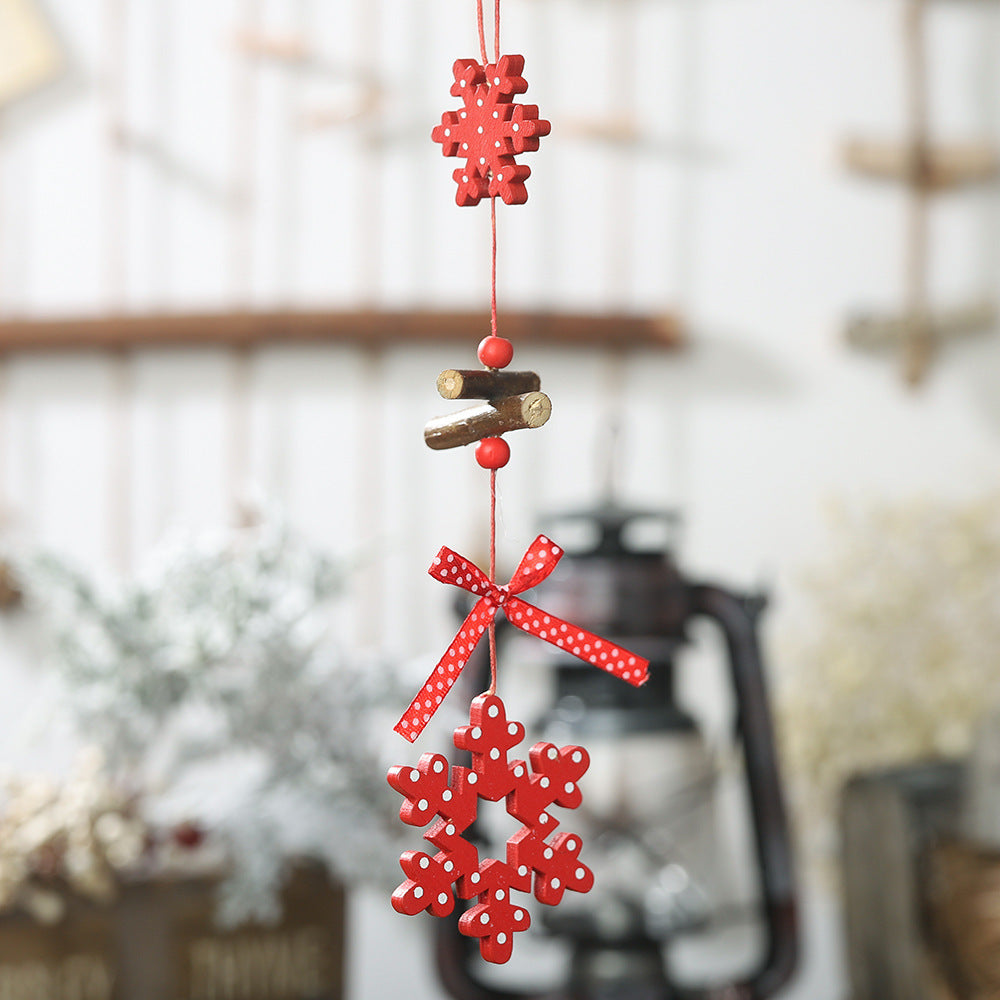 HKM-793427 Creative Red Polka Dot Wooden Christmas Ornaments - Star, Heart, Angel, Tree, Snowflake