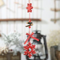 HKM-793427 Creative Red Polka Dot Wooden Christmas Ornaments - Star, Heart, Angel, Tree, Snowflake
