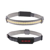 HKM-793491 Portable COB LED Headlight with Red Light Warning, 300 Lumens, 1000 mAh Battery, Waterproof IPX4, USB Rechargeable