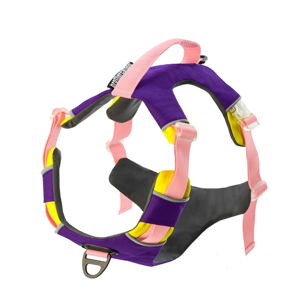 HKM-793491 Reflective Dog Training Vest Chest Strap - Available in Barbie Pink, Grape Purple, Wine Red - Durable Nylon Material