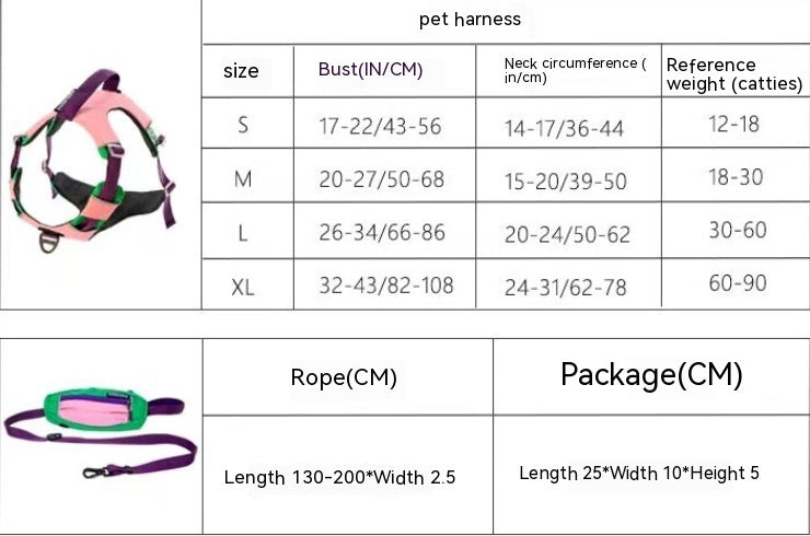 HKM-793491 Reflective Dog Training Vest Chest Strap - Available in Barbie Pink, Grape Purple, Wine Red - Durable Nylon Material