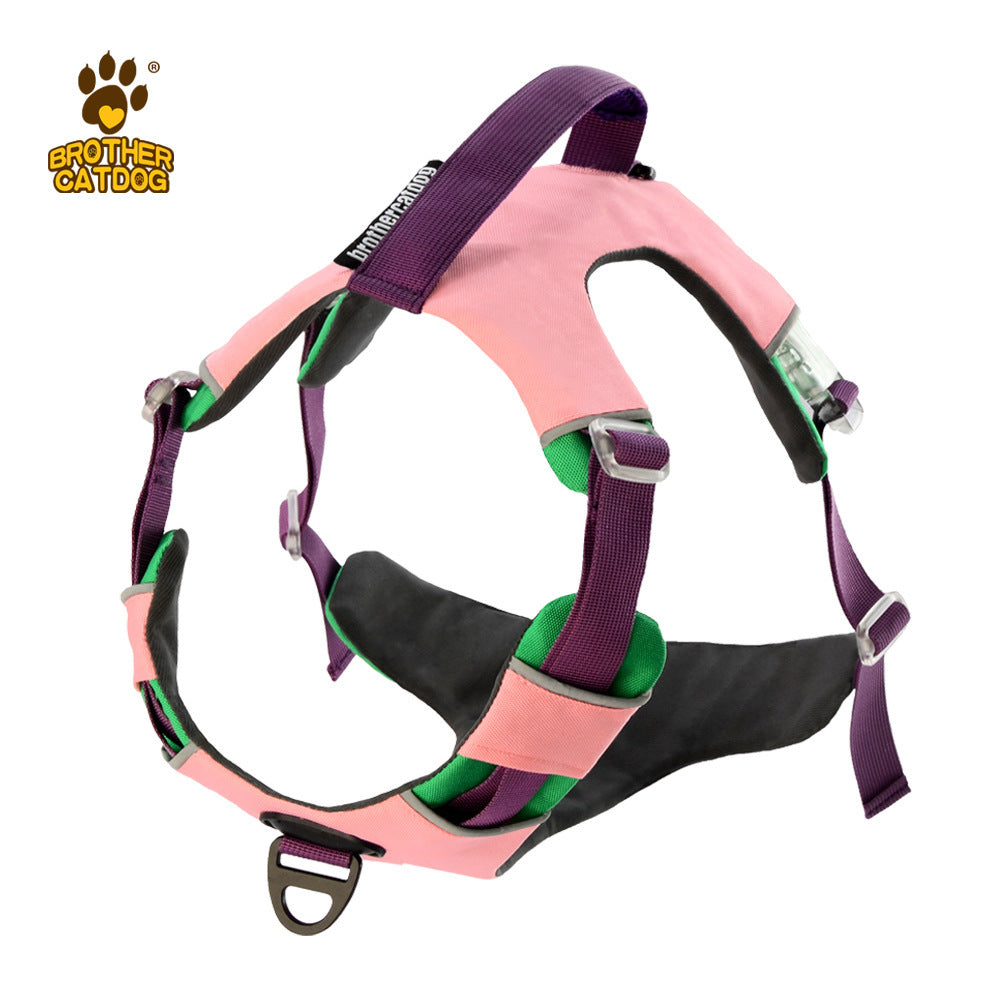 HKM-793491 Reflective Dog Training Vest Chest Strap - Available in Barbie Pink, Grape Purple, Wine Red - Durable Nylon Material