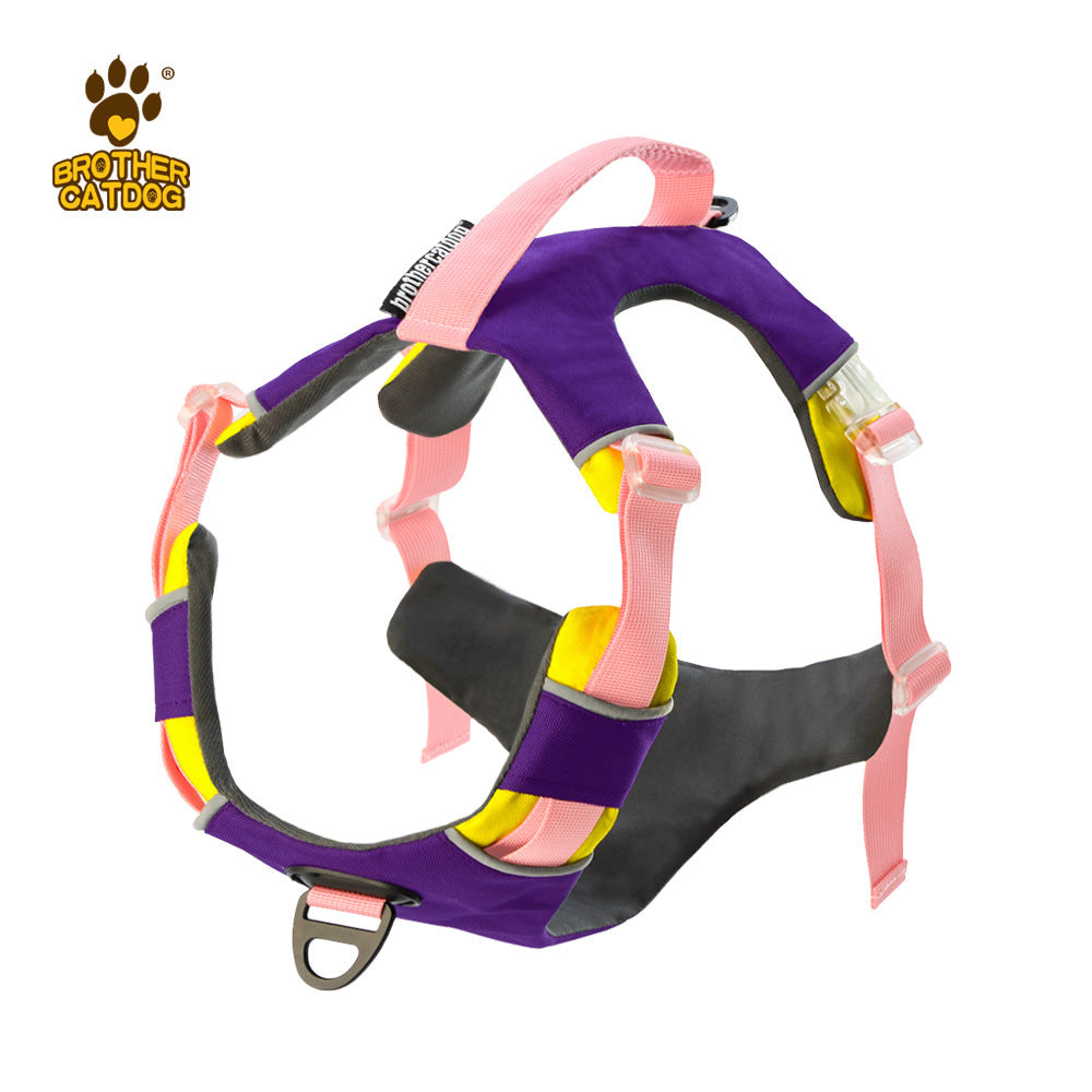 HKM-793491 Reflective Dog Training Vest Chest Strap - Available in Barbie Pink, Grape Purple, Wine Red - Durable Nylon Material