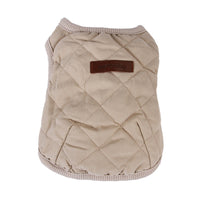 HKM-793555 Cozy Plaid Brushed Polar Fleece Pet Vest in Dark Blue and Beige - Small, Medium, Large Sizes Available