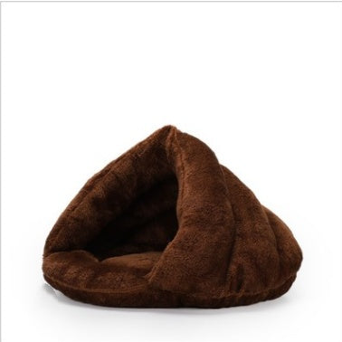 HKM-793683 Arctic Velvet Triangle Nest Dog Nest Semi Closed Warm Pet Nest Bed In Winter