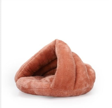 HKM-793683 Arctic Velvet Triangle Nest Dog Nest Semi Closed Warm Pet Nest Bed In Winter