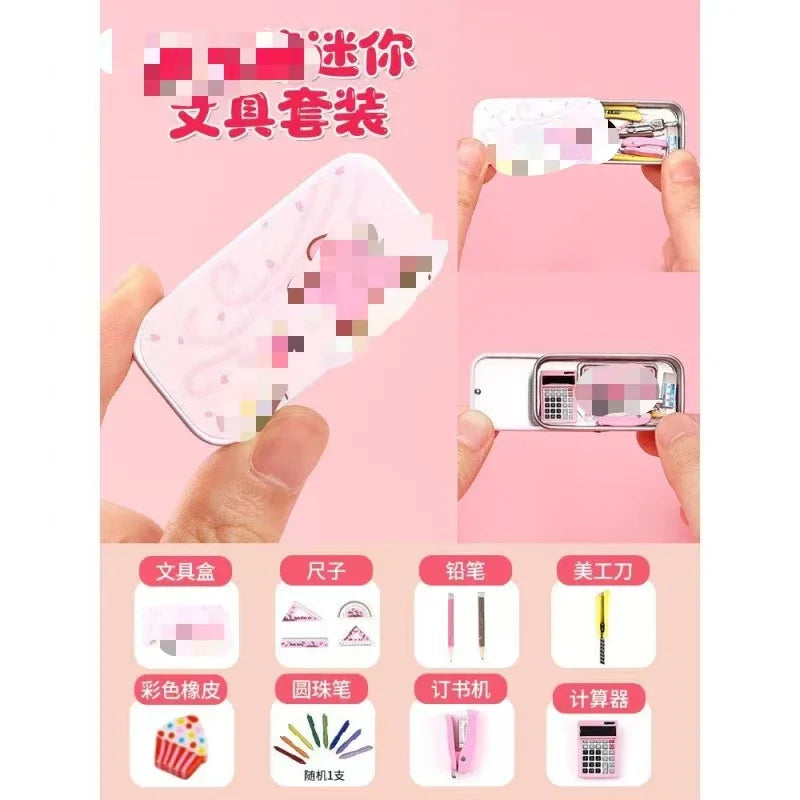 HKM-793811 Miniature Simulation Pencil Case for Dollhouse Decoration - Educational Mini Toy Set