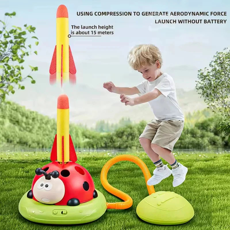 HKM-793939 3 in 1 Educational Insect Jump Rope, Rocket Launcher & Ring Toss Game for Outdoor Fun