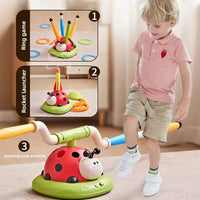 HKM-793939 3 in 1 Educational Insect Jump Rope, Rocket Launcher & Ring Toss Game for Outdoor Fun