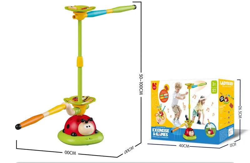 HKM-793939 3 in 1 Educational Insect Jump Rope, Rocket Launcher & Ring Toss Game for Outdoor Fun