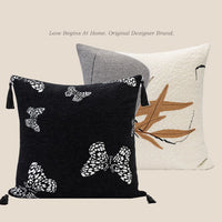 HKM-793939 Antique Style Square Chenille Cushion with Embroidered Design - 45x45cm