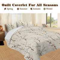 HKM-794131 Minimalist Tree Branch Patterned Quilt Set with 2 Pillow Shams in Multiple Sizes for All Season Use