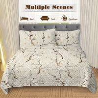 HKM-794131 Minimalist Tree Branch Patterned Quilt Set with 2 Pillow Shams in Multiple Sizes for All Season Use