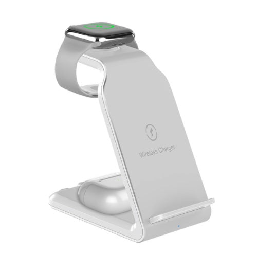 HKM-794195 Vertical 15W Fast Charging Wireless Charger - Three-in-One Desktop Stand with Dual-Coil Design