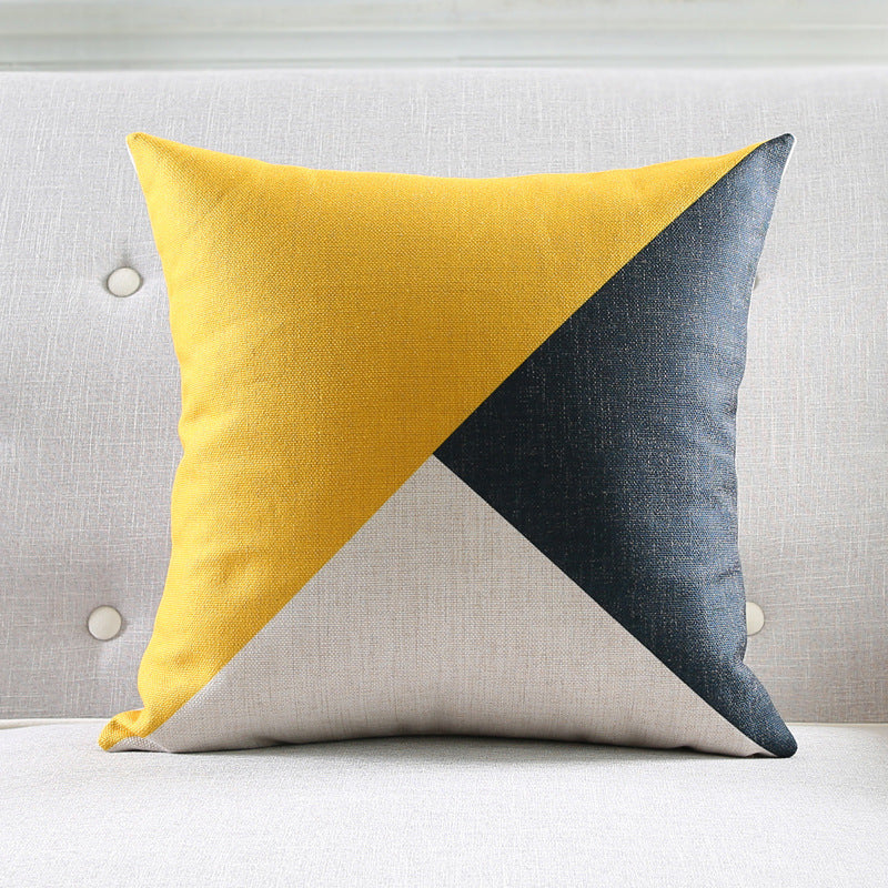HKM-794515 Cotton Linen Lumbar Support Throw Pillow for Home and Car Decor