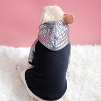 HKM-794707 Versatile Black and Silver Plus Velvet Sweater for Pets, Casual Style, Sizes S to 2XL