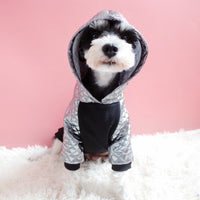 HKM-794707 Versatile Black and Silver Plus Velvet Sweater for Pets, Casual Style, Sizes S to 2XL