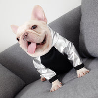 HKM-794707 Versatile Black and Silver Plus Velvet Sweater for Pets, Casual Style, Sizes S to 2XL