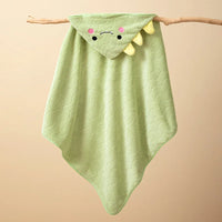 HKM-794963 Soft Coral Fleece Cartoon Hooded Baby Bath Towel, 105*105cm Animal Print, Super Absorbent