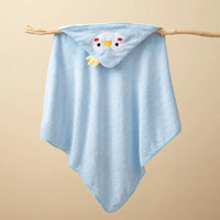 HKM-794963 Soft Coral Fleece Cartoon Hooded Baby Bath Towel, 105*105cm Animal Print, Super Absorbent