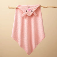 HKM-794963 Soft Coral Fleece Cartoon Hooded Baby Bath Towel, 105*105cm Animal Print, Super Absorbent