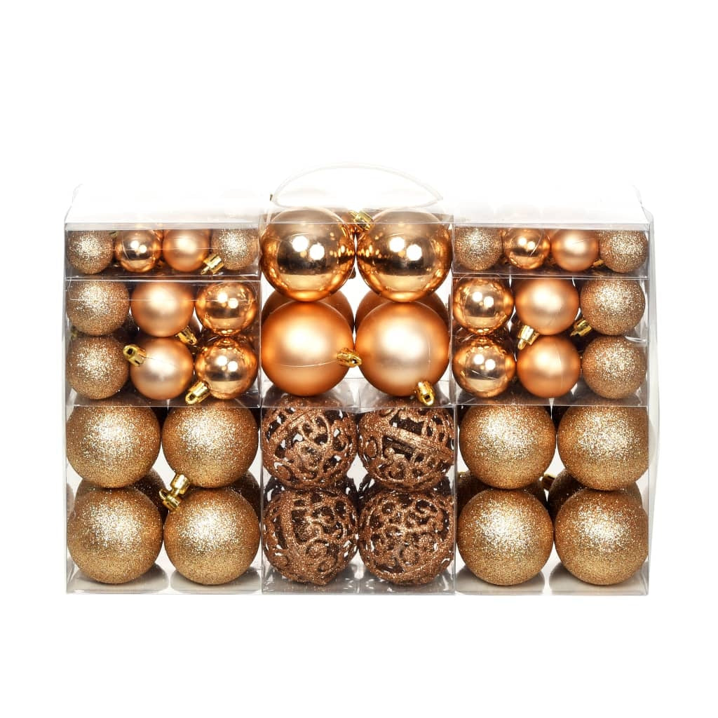 HKM-795091 100-Piece Shatterproof Christmas Bauble Set in Gold, Blue, Pink, Red, and More - 3, 4, 6 cm Decor Balls