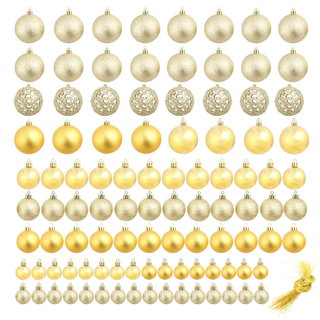 HKM-795091 100-Piece Shatterproof Christmas Bauble Set in Gold, Blue, Pink, Red, and More - 3, 4, 6 cm Decor Balls