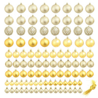 HKM-795091 100-Piece Shatterproof Christmas Bauble Set in Gold, Blue, Pink, Red, and More - 3, 4, 6 cm Decor Balls
