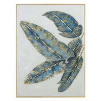 HKM-795219 Handmade Oil Painting - Abstract Green and Gold Banana Leaves on Canvas for Home Décor