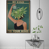 HKM-795283 Abstract Girl Watering Canvas Painting – Modern Oil Artwork in Various Sizes