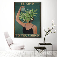 HKM-795283 Abstract Girl Watering Canvas Painting – Modern Oil Artwork in Various Sizes